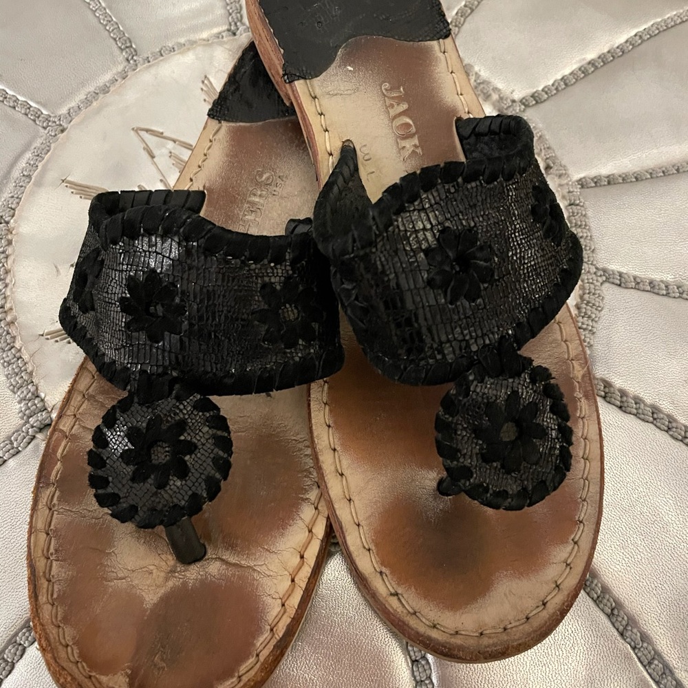 Jack Rogers Black Lizard Navajo Sandals